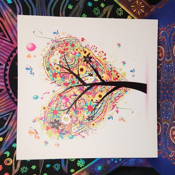 unknown Other - multi coloured heart tree print on canvas,